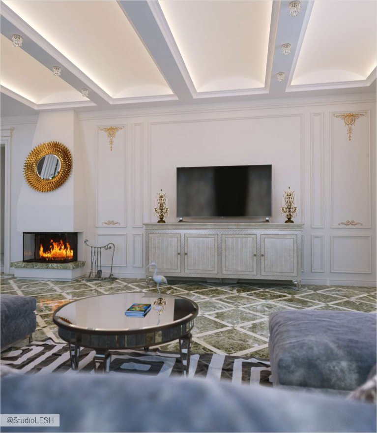 Дизайн интерьера гостиной в классическом стиле 