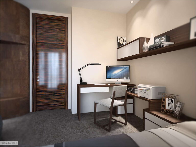 Дизайн интерьера кабинета, рабочее место 