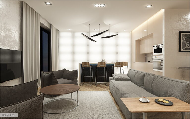 Дизайн проект гостиной в репино