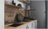 Wooden kithen suit in kitchen in scandinavian style