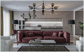  Large red sofa in the living room