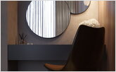 Makeup table with pendant lights